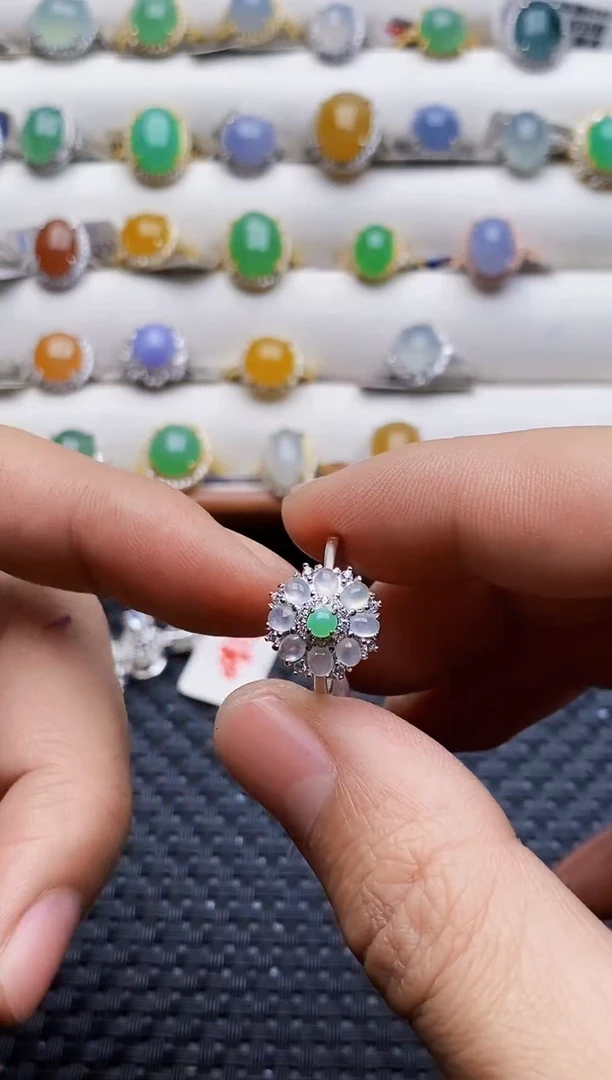 银S925镶嵌戒指翡翠0001