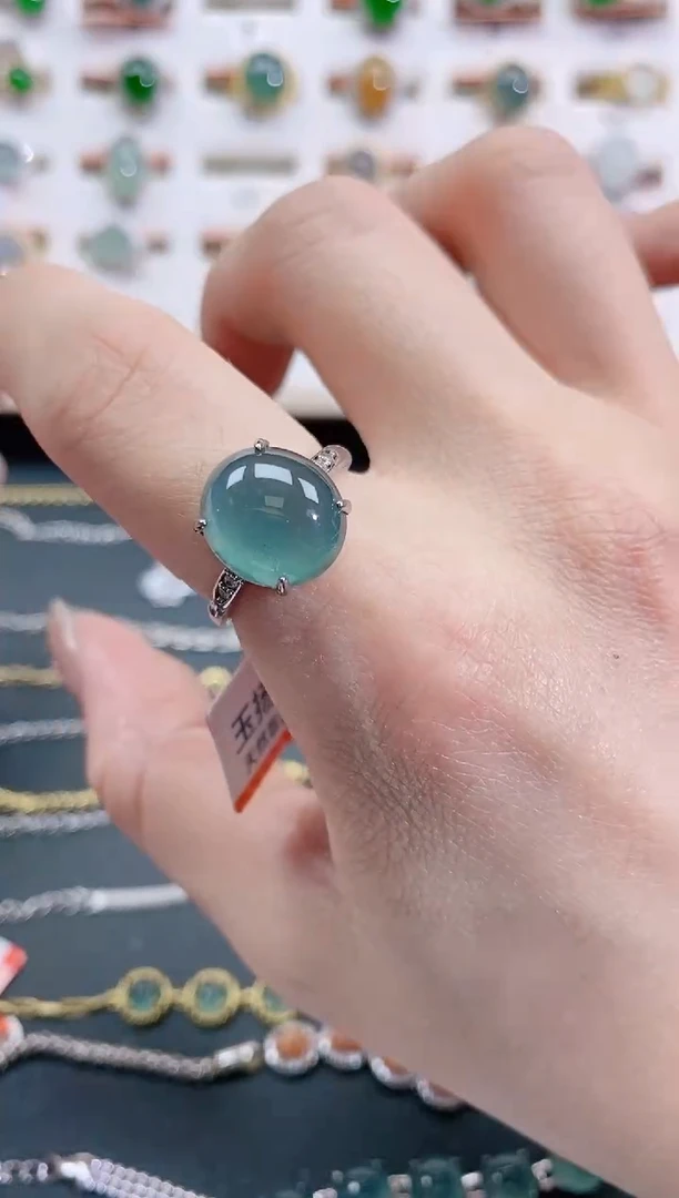 银S925镶嵌戒指翡翠天然翡翠