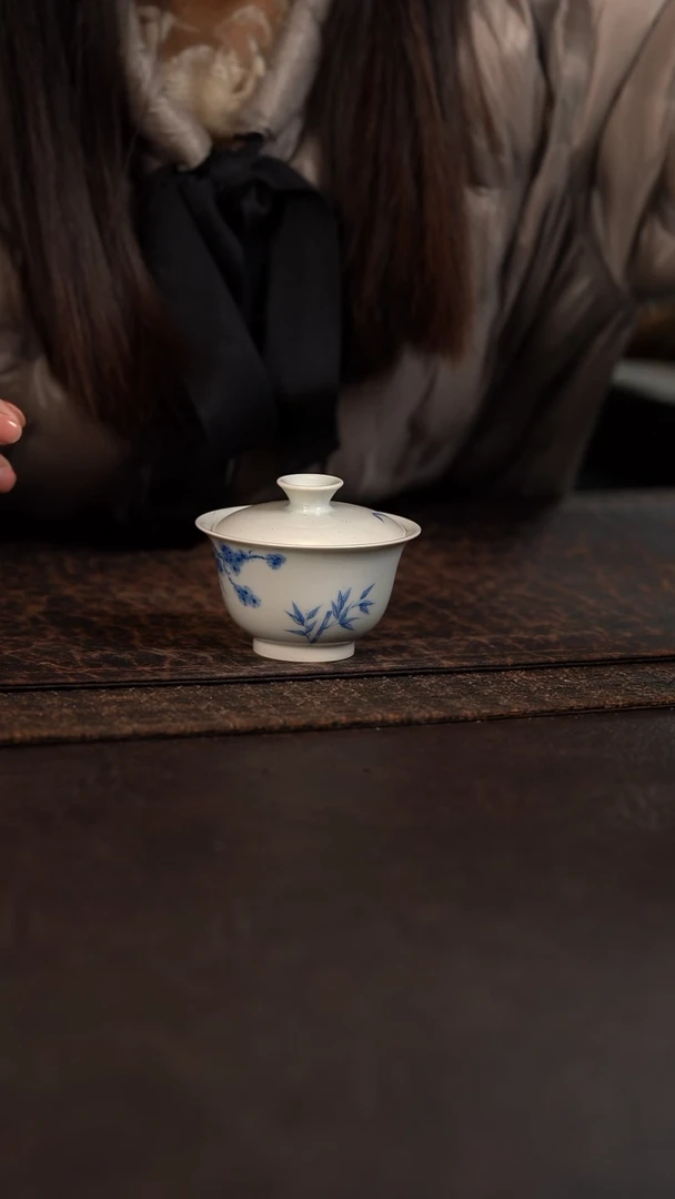 【闪购商品】杯聚澜堂松竹梅小盖碗带书法