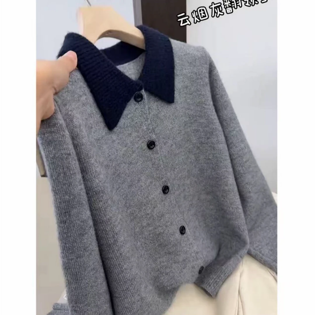113#小香风长袖针织衫时尚百搭翻领开衫22
