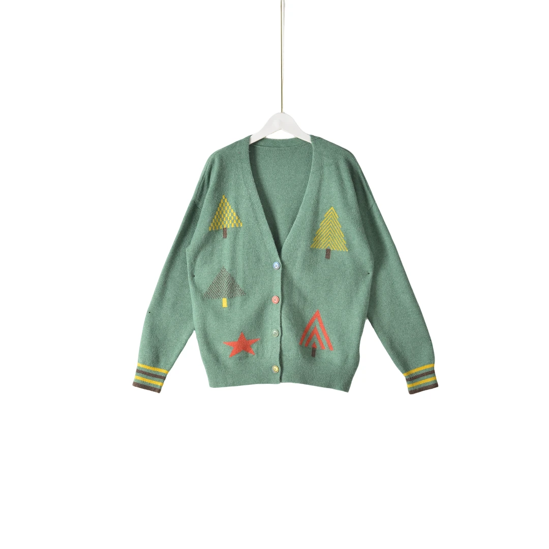 【】深圳时尚女装WNC-毛衫开衫6026-草绿均码