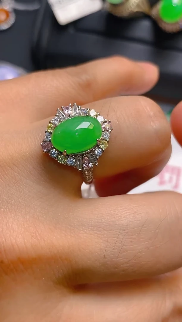 【闪购商品】翡翠耳饰银S925镶嵌天然A货翡翠1