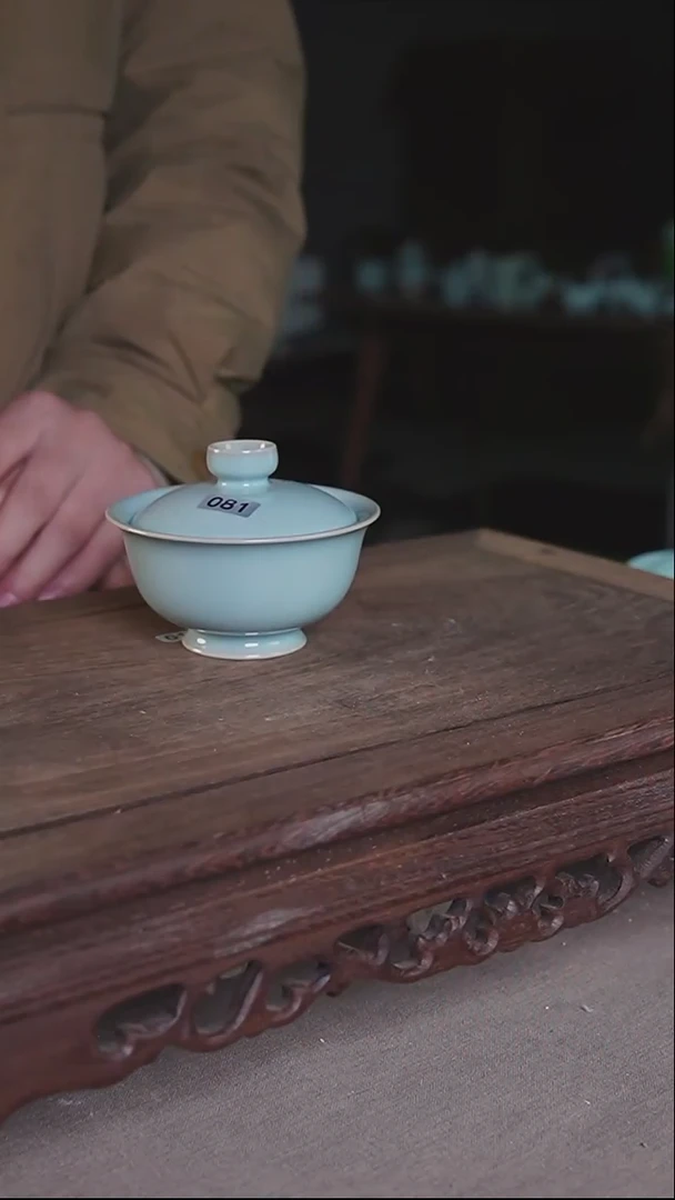 杯081号天青小乔两才盖碗微微不完美