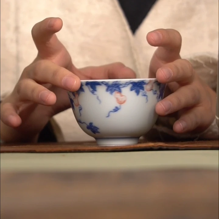 青花釉下红葫芦杯 80ML 景德镇陶瓷