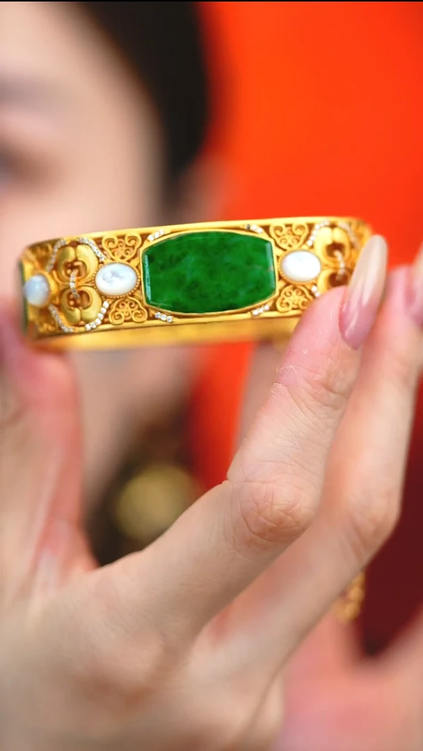 银S925镶嵌手镯翡翠新款