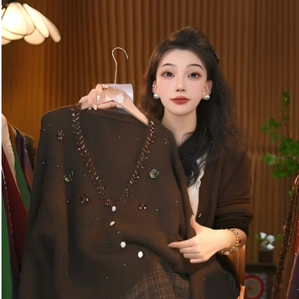 上衣Q3305-A长袖针织衫女2025年秋季新款显瘦气质减龄时尚