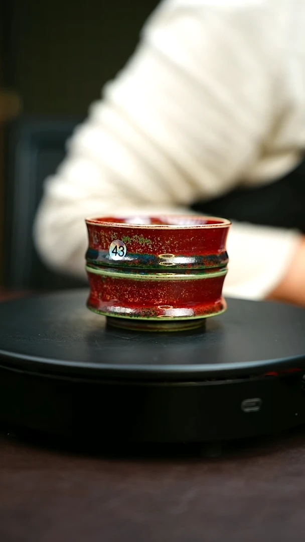 43#原矿钧瓷炉钧釉竹节杯