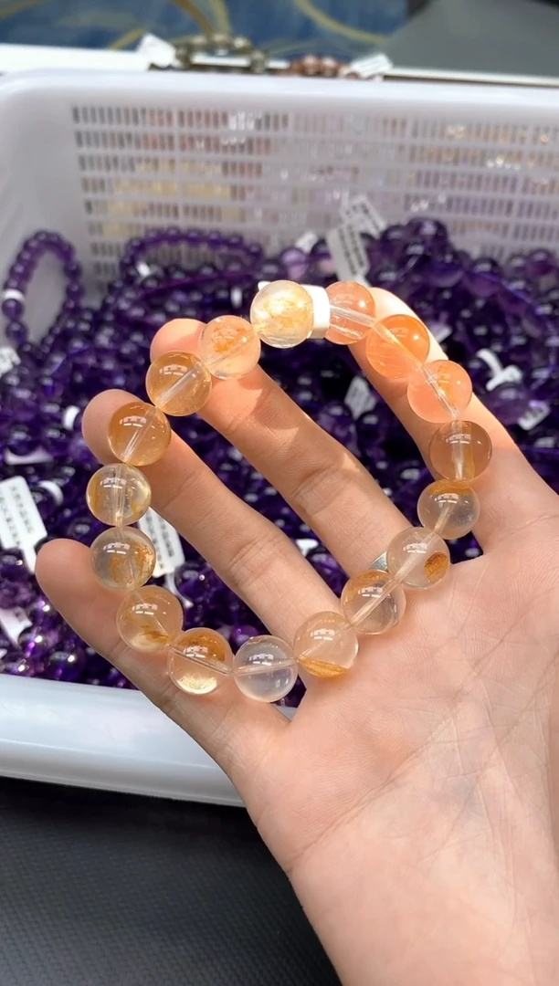 未镶嵌手串水晶飞***主AA40黄胶花12mm