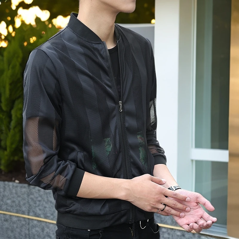 2025年韩版帅气运动外套夏季防晒衣男士休闲薄立领夹克超薄夹克衫