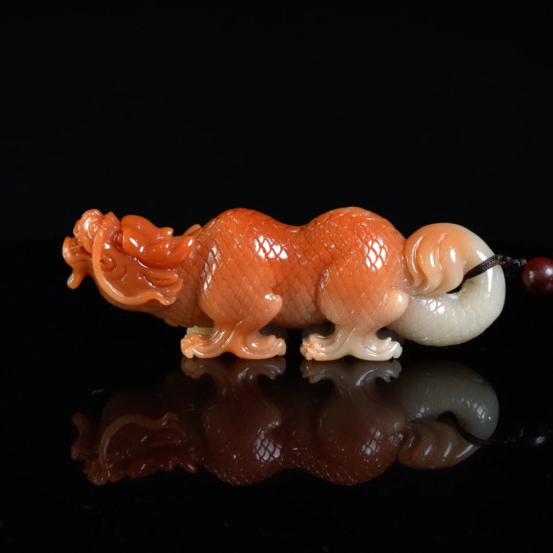 Lot.17.芙蓉中国龙笔架摆件145.4克11.8x2.7x4.2cm