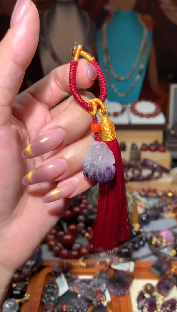 未镶嵌珠宝半成品水晶紫极光趴趴狐挂件