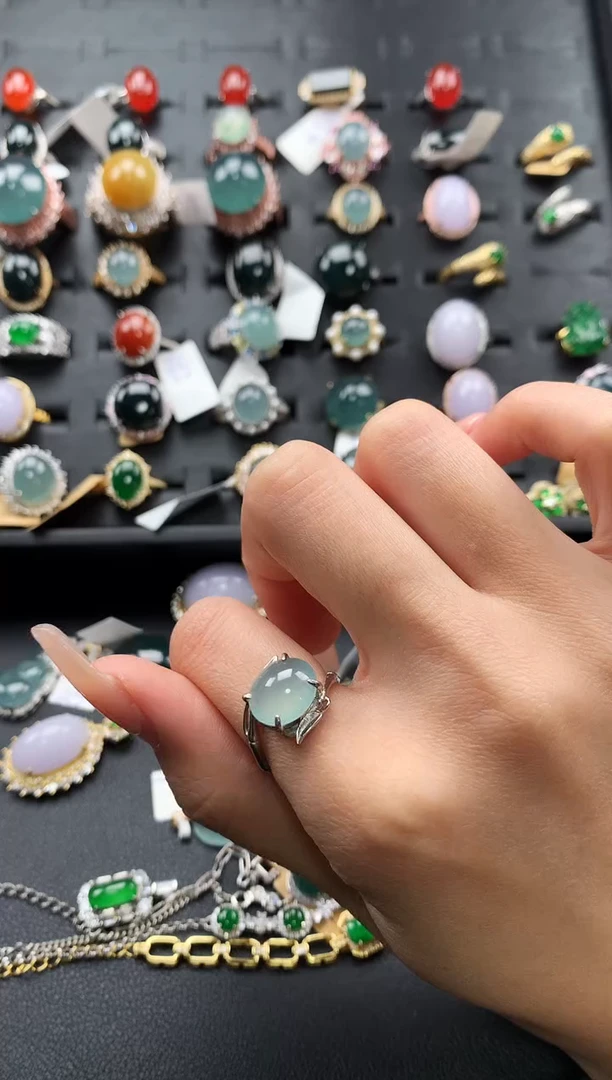 【闪购商品】翡翠戒指银S925镶嵌45675475467854