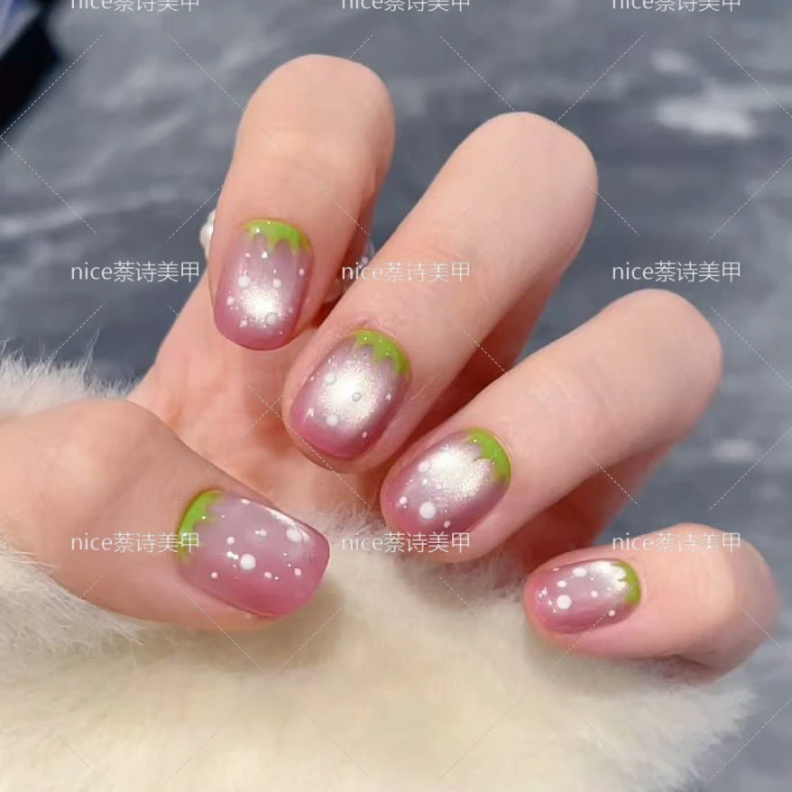【草莓波波】纯手工美甲轻奢气质波波穿戴甲轻奢气质可爱时尚百搭