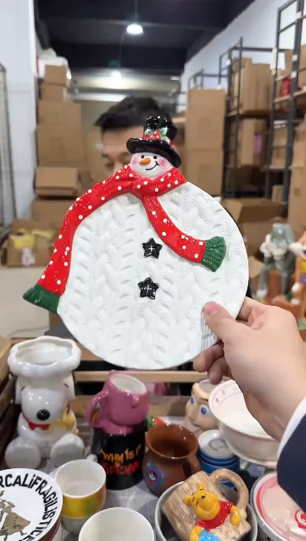 瓷片原盒雪人盘