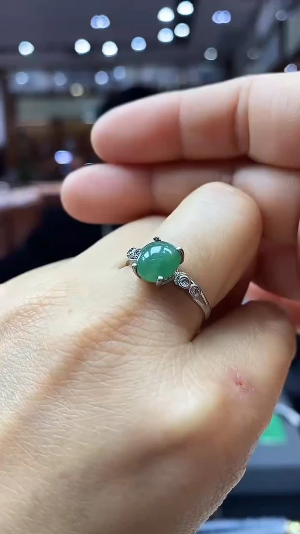 银S925镶嵌戒指翡翠戒指