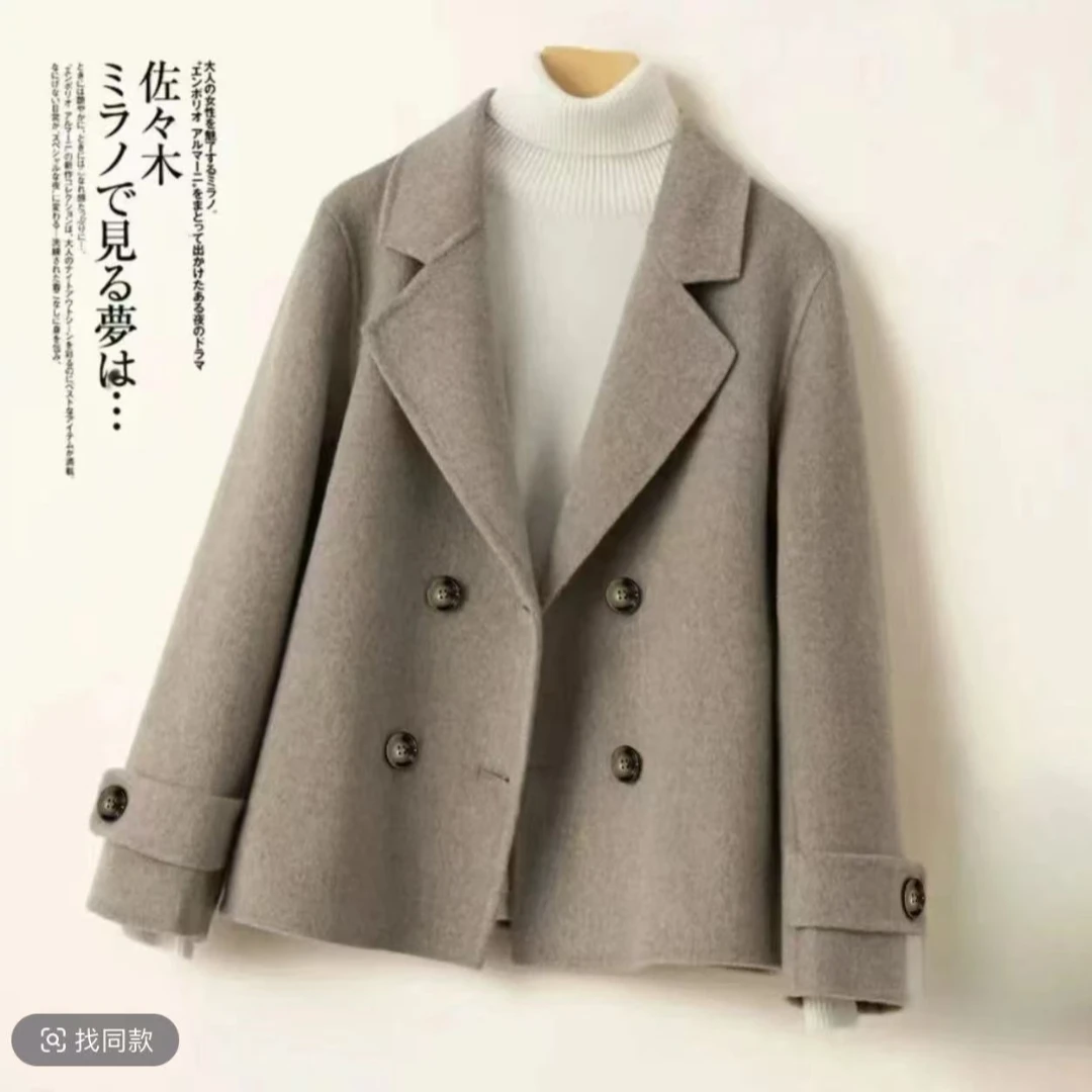 【2329】秋冬女短款双面毛呢外套时尚百搭休闲风双面高级感呢子大衣