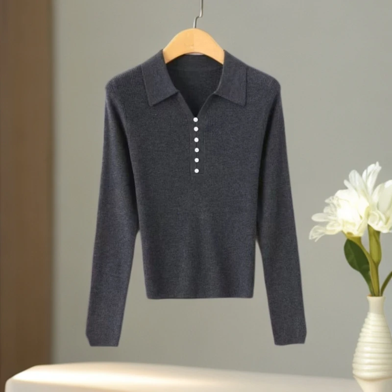 POLO领简约修身针织衫2025年秋冬新款时髦气质慵懒风减龄百搭女装