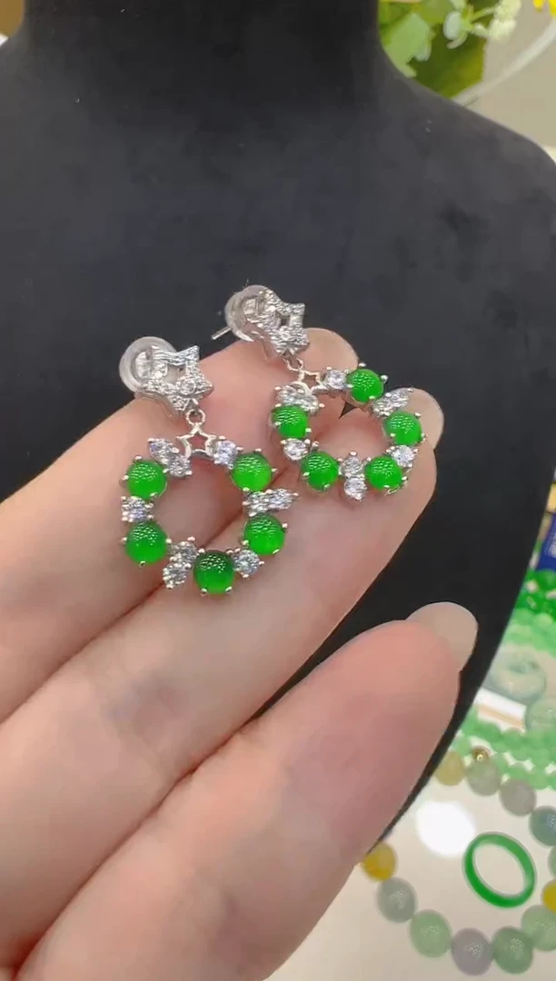 银S925镶嵌翡翠耳饰多样性团购发一件