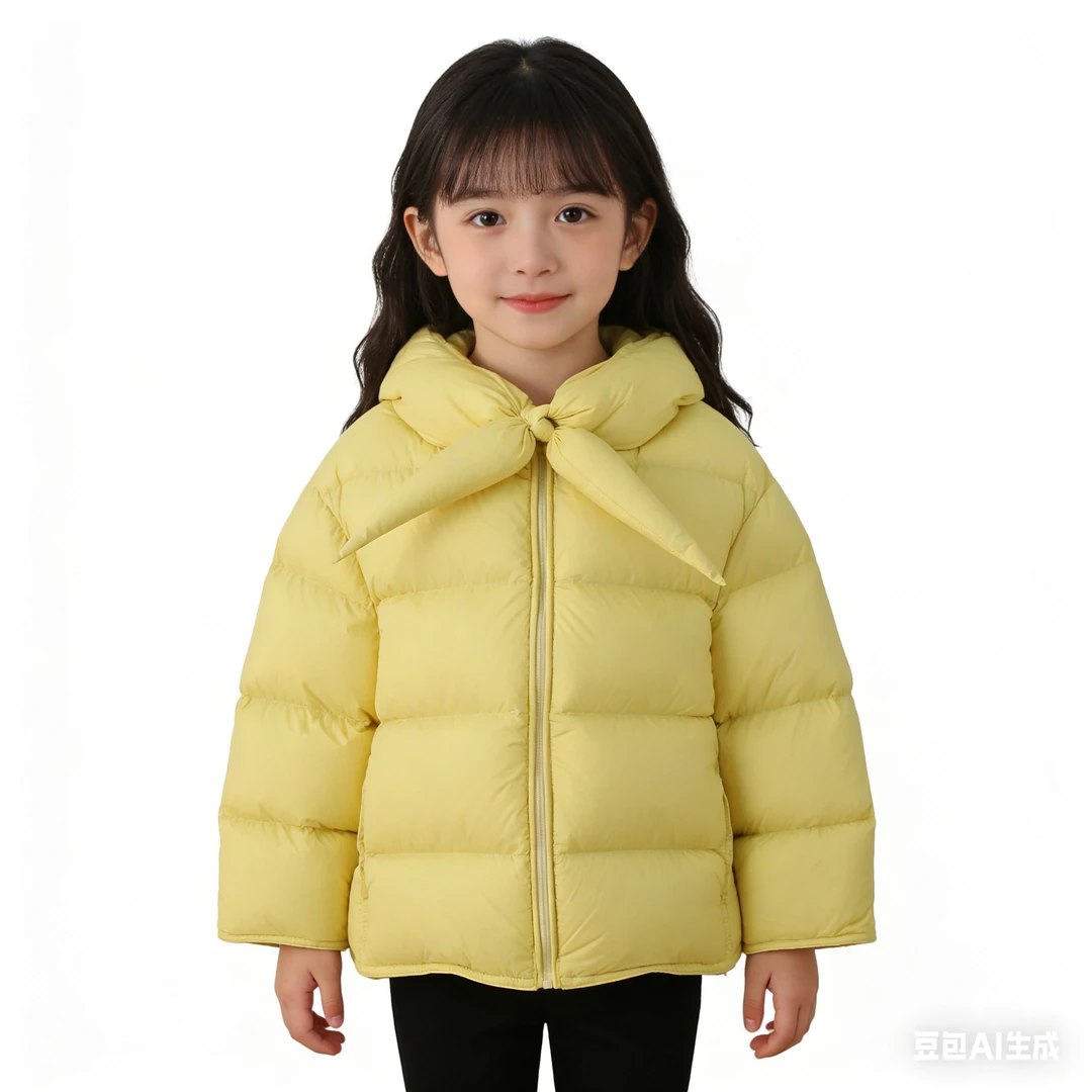 2025新款短款轻型加厚显白90白鸭绒无胆防绒面包泡芙亲子羽绒服