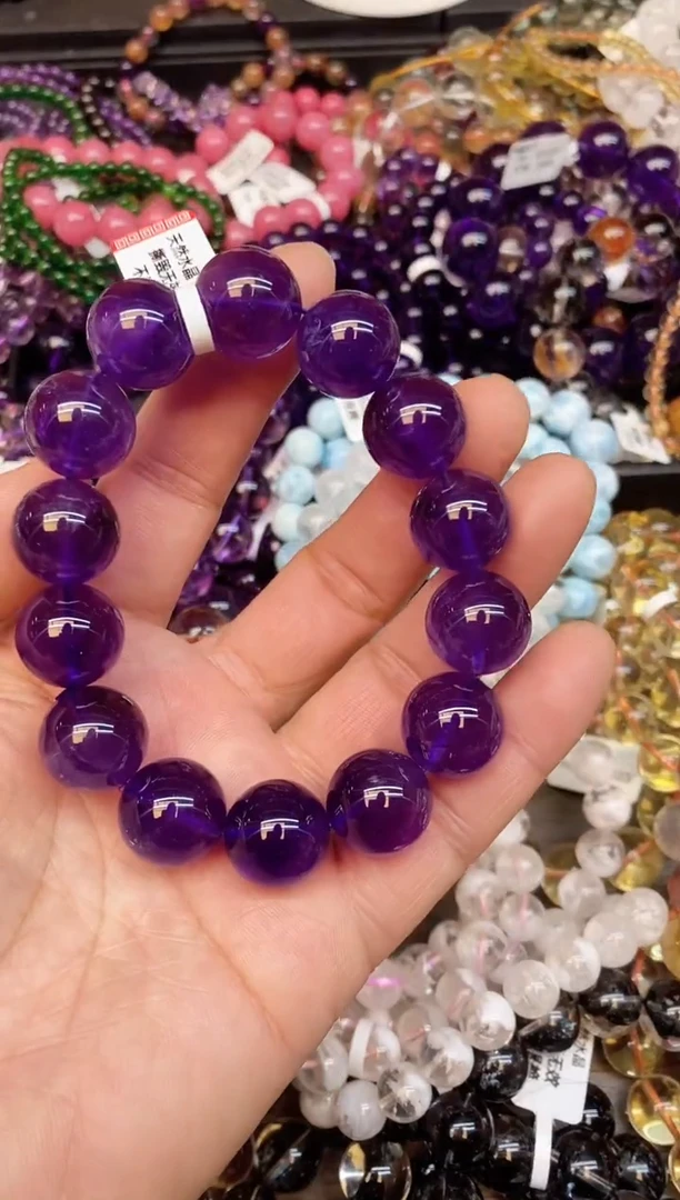 【闪购商品】水晶手链未镶嵌b65 紫水晶15mm+