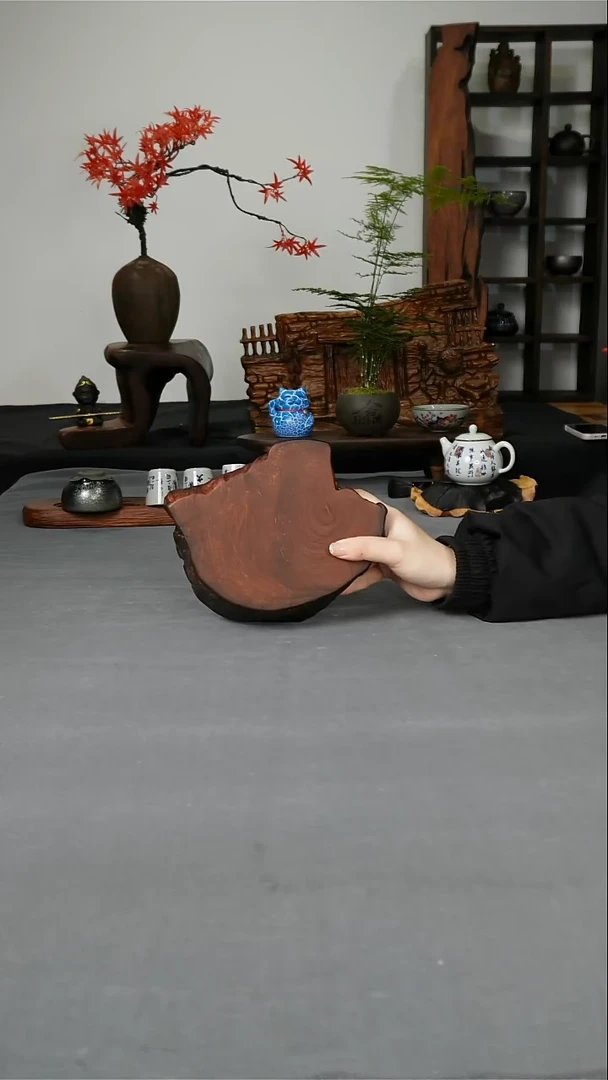 19-9-5cm 红酸枝随形壶承