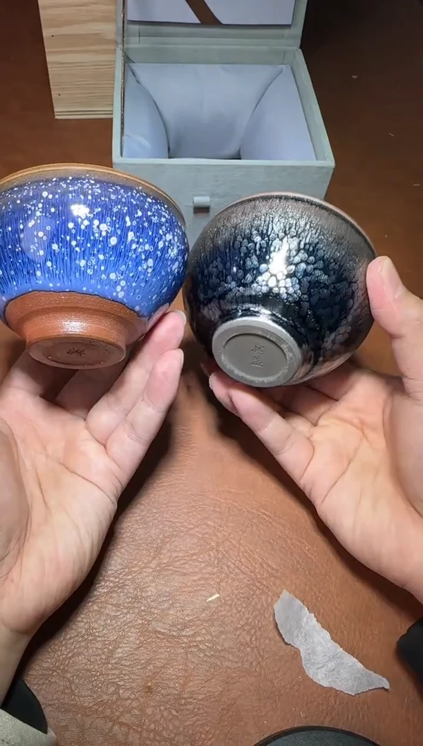 茶盏建窑建盏踏雪寻梅油滴将军对杯