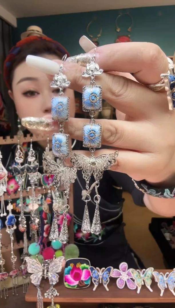 刺绣纯手工民族风刺绣耳环