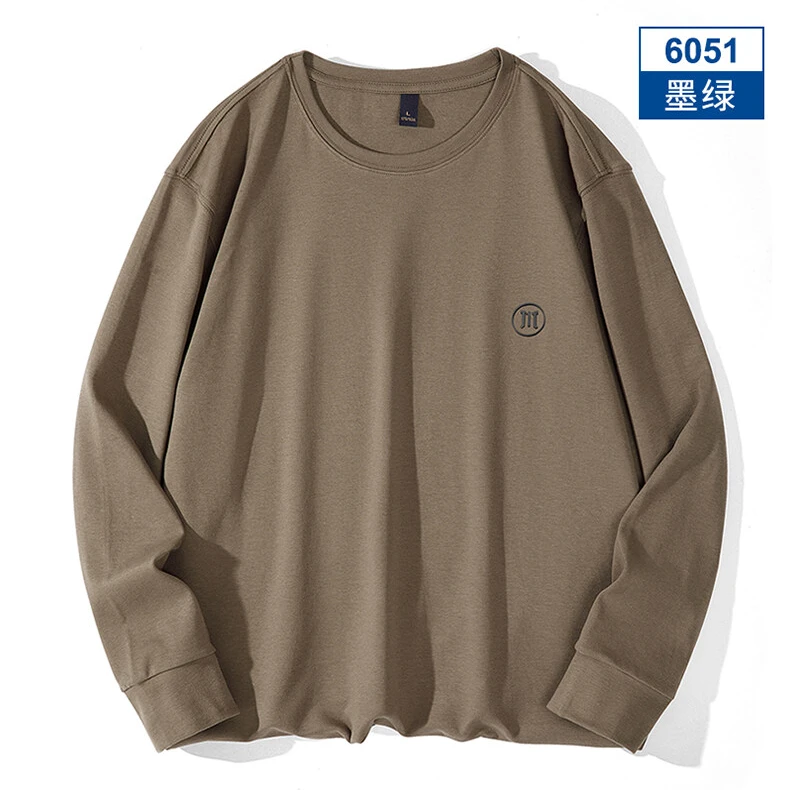 2025春秋新款圆领卫衣男休闲纯色长袖t恤潮流百搭简约打底衫上衣