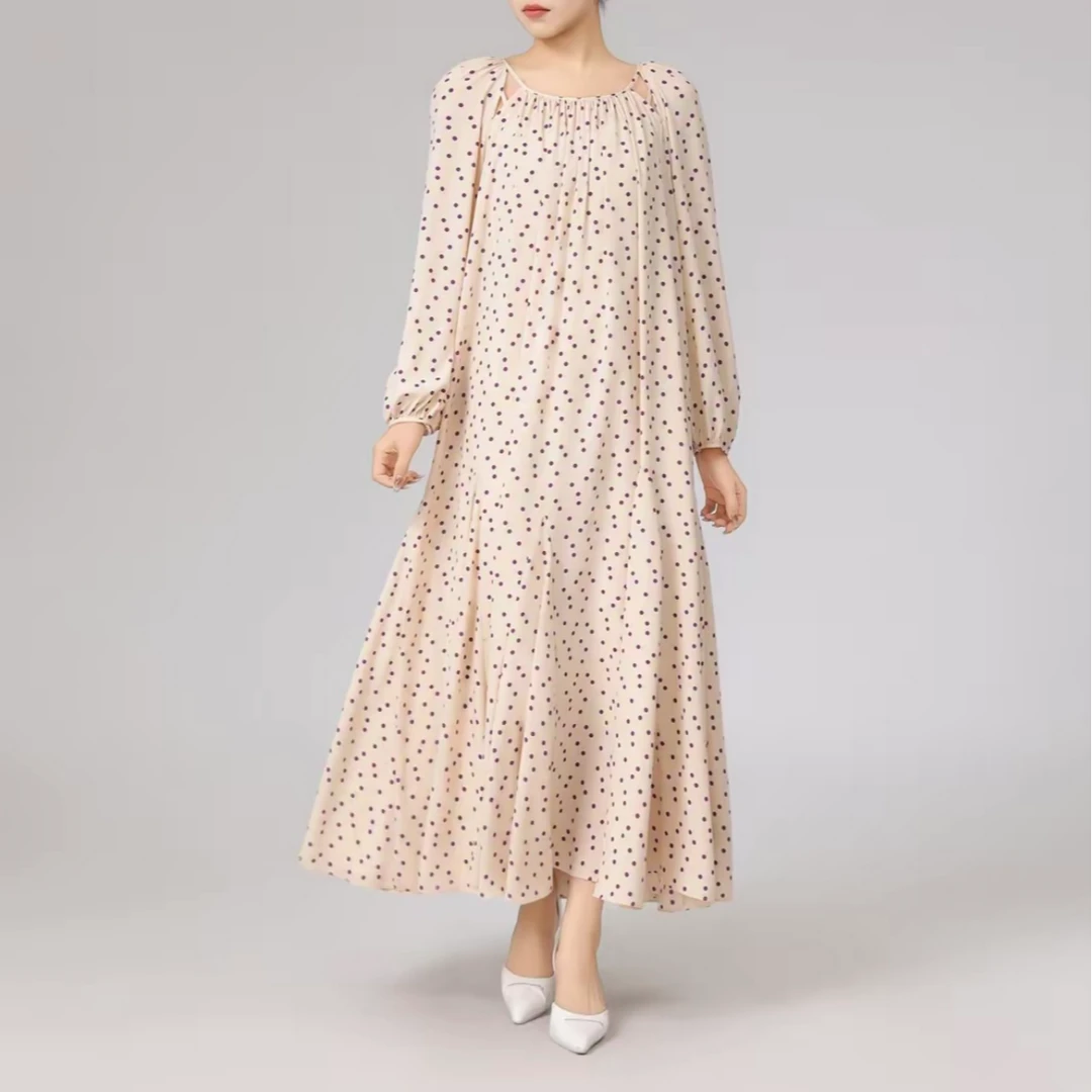 AMASS/阿玛施25春夏法式气质波点长款连衣裙长裙（附内搭）550012
