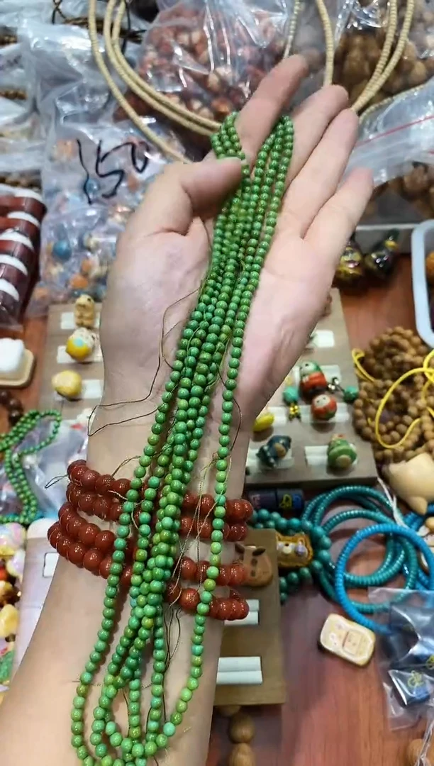 非洲檀香手串/手链菜籽绿卡4左右半成品