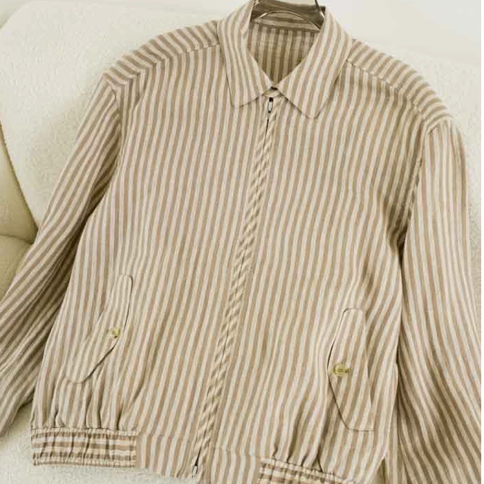 彩条色织麻夹克外套/K2203