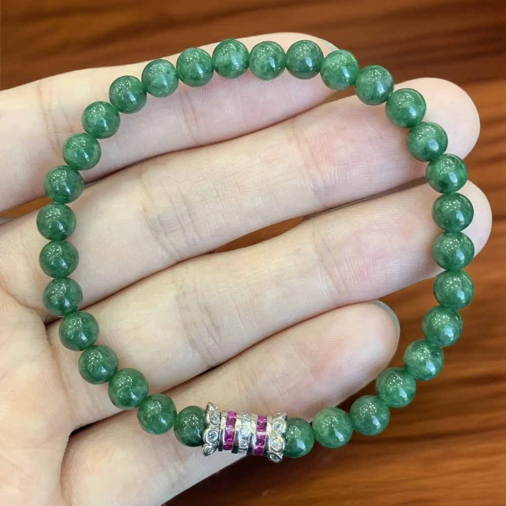 八七珠宝翡翠满绿小圆珠手串 多样性发一件 天然A货翡翠