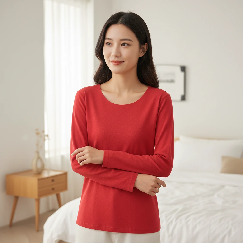 女士秋冬秋衣加绒保暖套装莫代尔女款V领美体舒适加厚