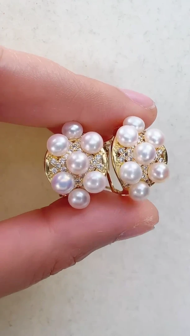 【闪购商品】淡水珍珠耳饰合金金色耳拍