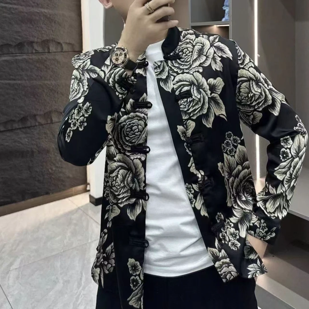 016春季金丝绒唐装时尚高端大气上档次百搭帅气有品位