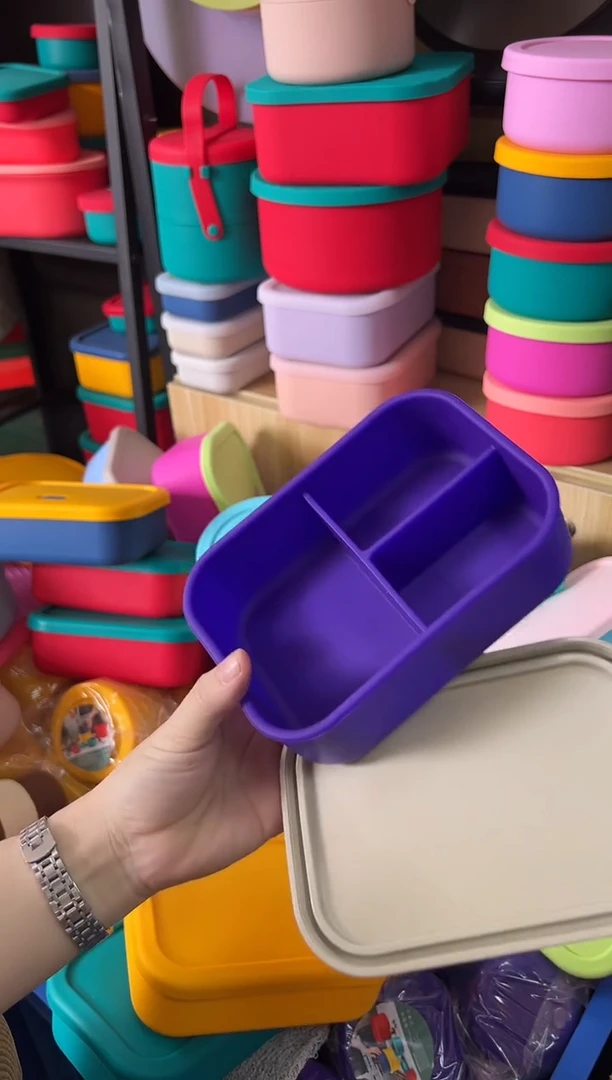 硅胶深紫底灰盖-3格-700ml