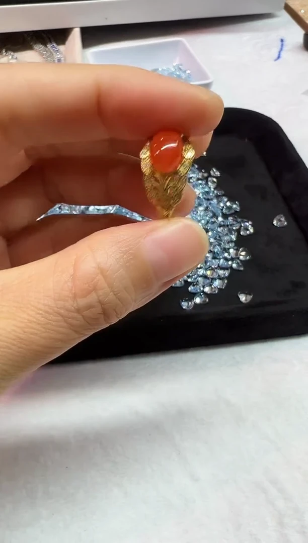 银S925镶嵌南红玛瑙戒指1216m061多样性发其一