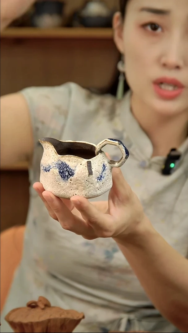 言野手作 粉引六方公道杯