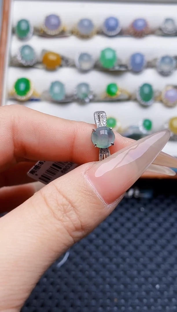 银S925镶嵌戒指翡翠3286