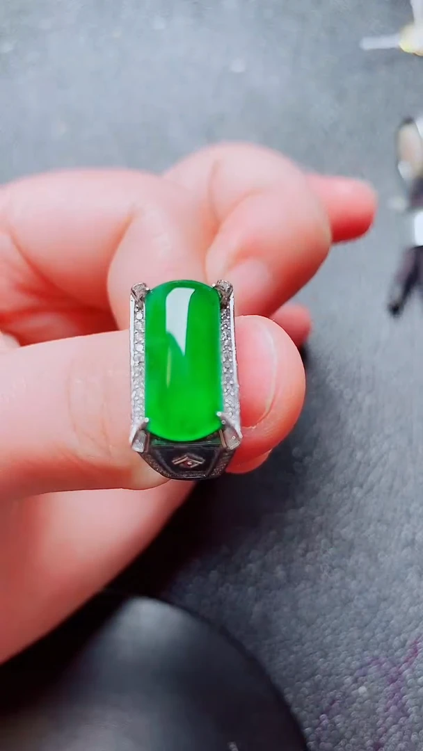 银S925镶嵌戒指翡翠翡翠