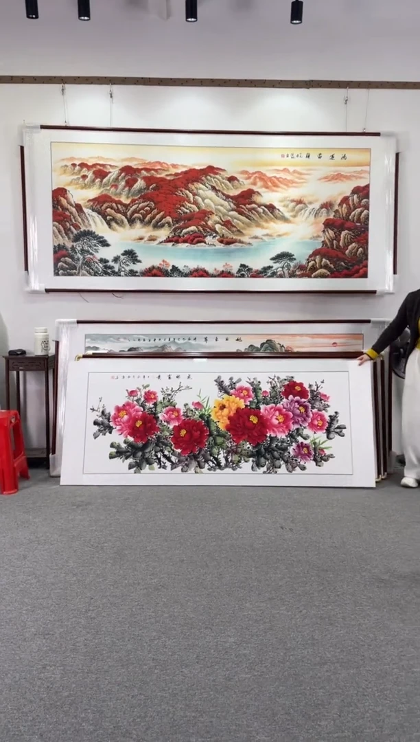 国画花开富贵208*86手绘国画