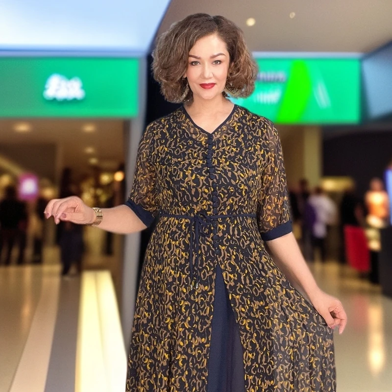 【包邮】碎花V领高弹力套头连衣裙夏季法式#M2148