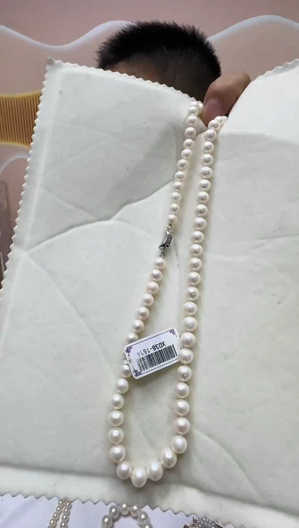 淡水珍珠银S925镶嵌项链淡水珍珠项链