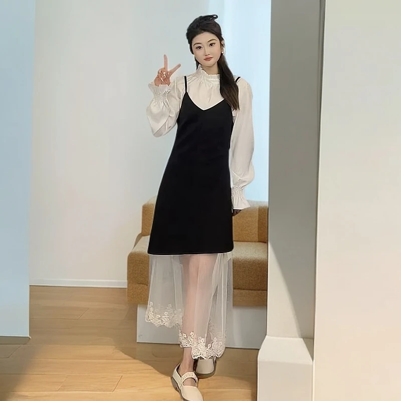 2025新款时尚小众法式气质收腰显瘦连衣裙套装