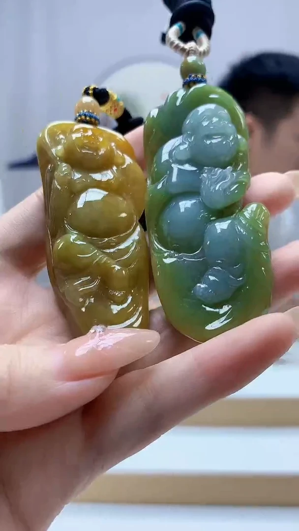 未镶嵌定制翡翠5028DD-毛货挂件一对207