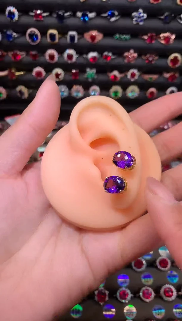 【闪购商品】水晶耳饰银S925镶嵌高温优化/合成处理金810