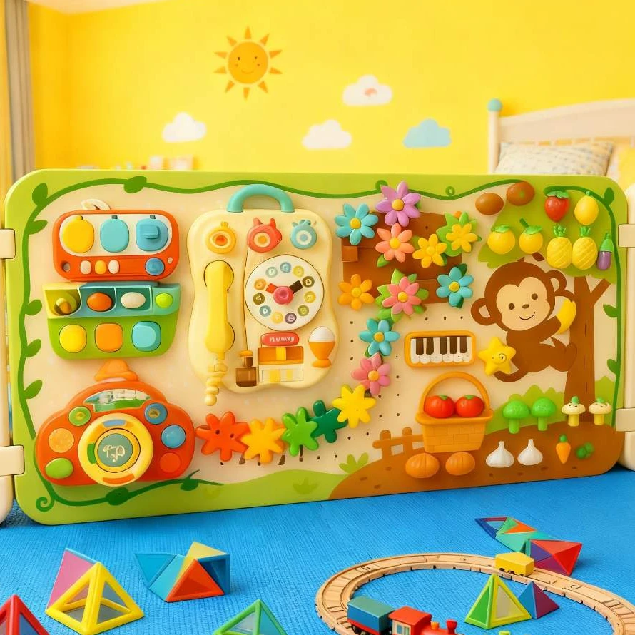 0-3岁早教刚需!毛毡忙碌板墙面款宝宝蒙氏自制益智玩具专注力神器