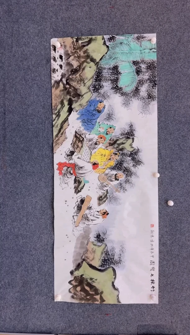【闪购商品】国画3.6冯高翔小六尺-竹林七贤-54