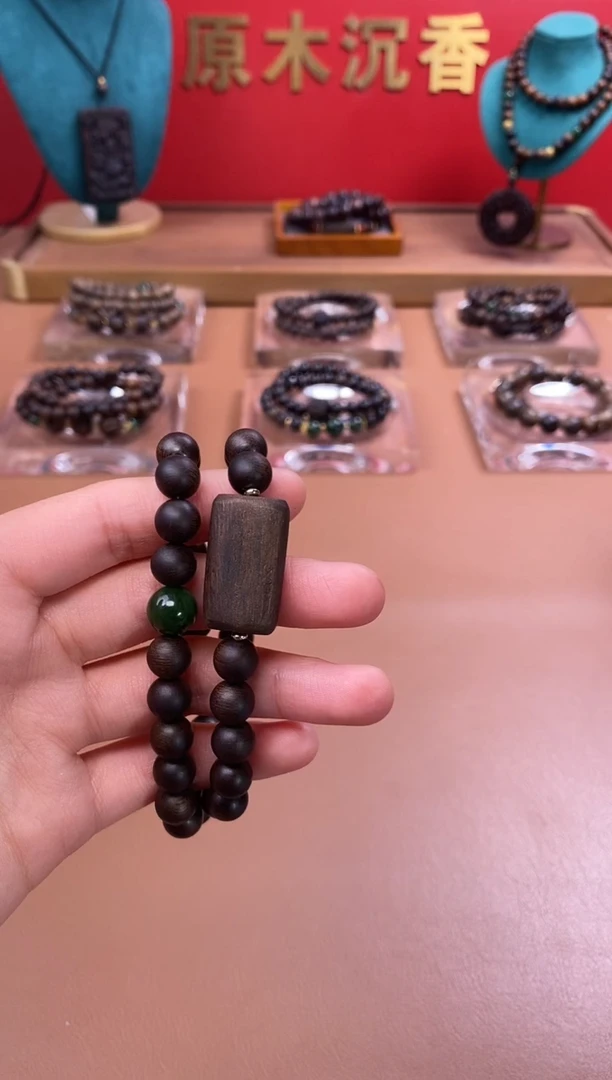 【闪购商品】沉香手串沉水芽庄白棋08两圈+雷击顶珠沉香木雕