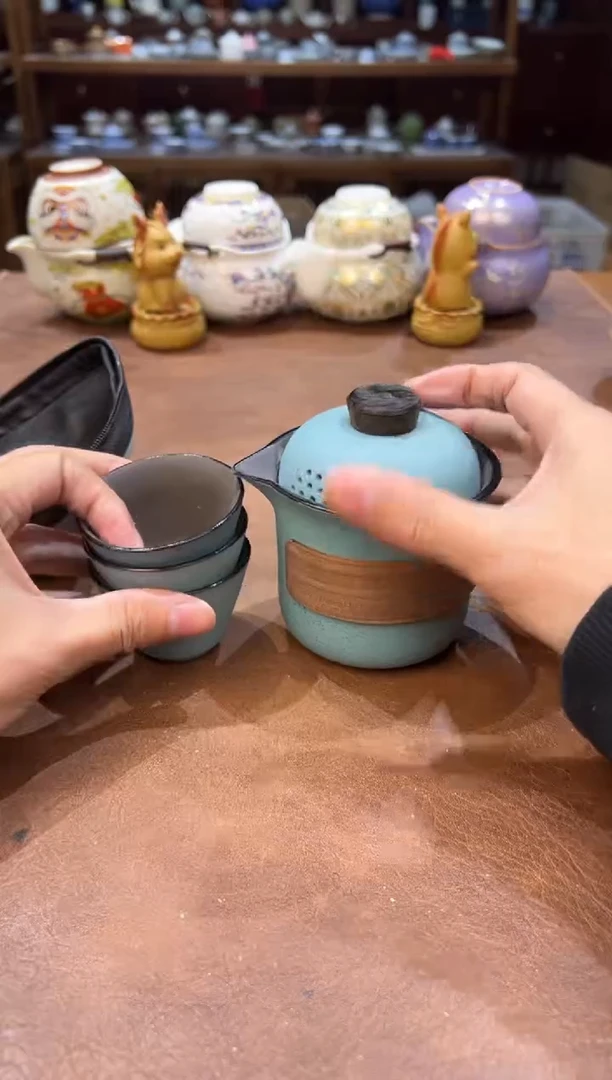 真的很便宜超好看会开片的旅行茶具